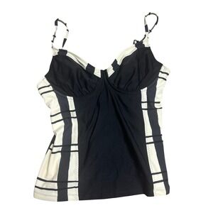 Athleta Shelf Bra BuiltIn Bra 38 B/C Black White Lanikai Tankini Swimsuit 153172